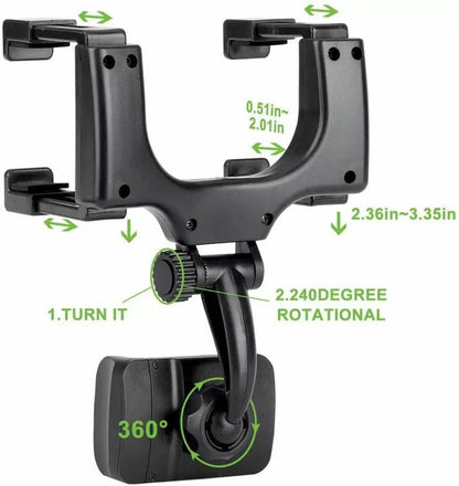 360° Rearview Mirror Car Phone Holder – Universal Mount for Cars & Trucks