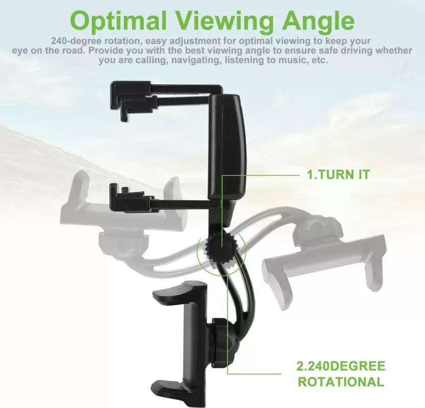 360° Rearview Mirror Car Phone Holder – Universal Mount for Cars & Trucks
