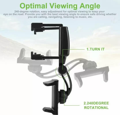 360° Rearview Mirror Car Phone Holder – Universal Mount for Cars & Trucks