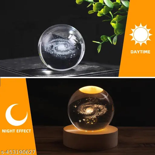 3D SATURN Crystal Ball Night Lamp – Warm White Galaxy Glow